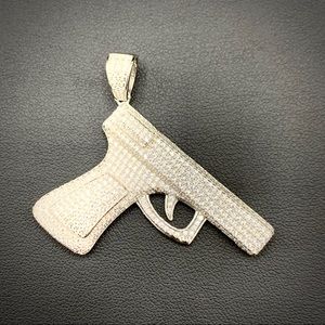 925 Sterling Silver Iced Gun Pendant